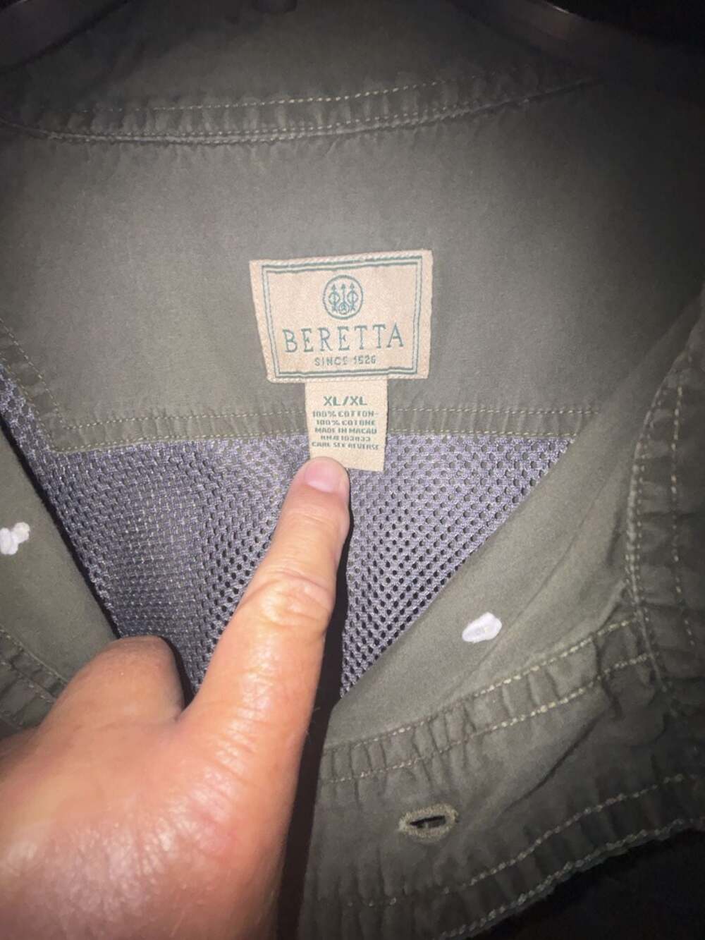 Beretta Olive Green Short Sleeve Button-Down Hunting Shooting Shirt XL
